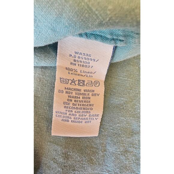Boden 100% Linen Top Short Sleeve, Beaded Neckline, Turquoise , US Sz 6 - Picture 5 of 9
